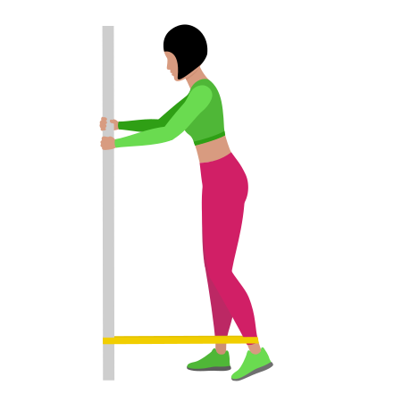 Woman Doing Resistance Band Standing Leg Curl Exercise For Legs