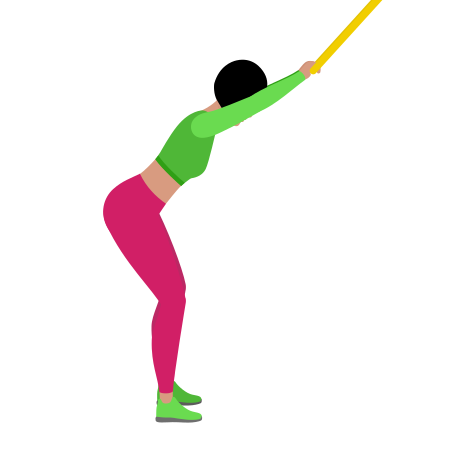 Woman Doing Resistance Band Standing Pullover Exercise For Back
