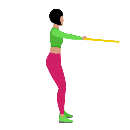 Woman Doing Resistance Band Standing Wide Grip Row Exercise For Back