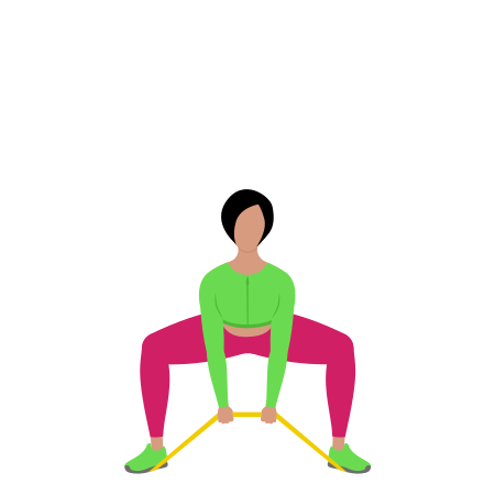 Woman Doing Resistance Band Sumo Deadlift Exercise For Legs