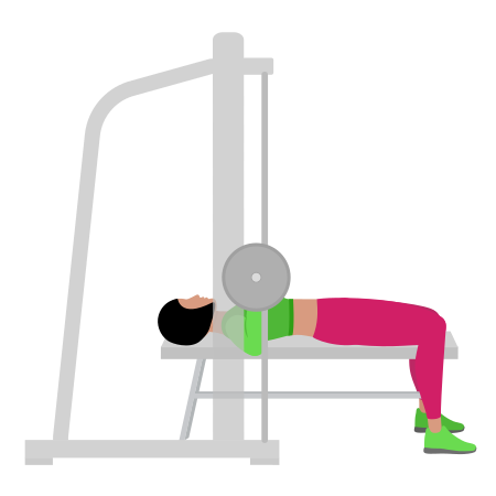 Woman Doing Smith Bench Press Exercise For Chest