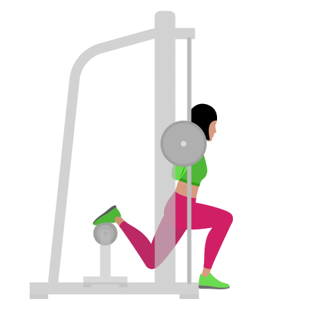 Woman Doing Smith Bulgarian Split Squat Exercise For Legs