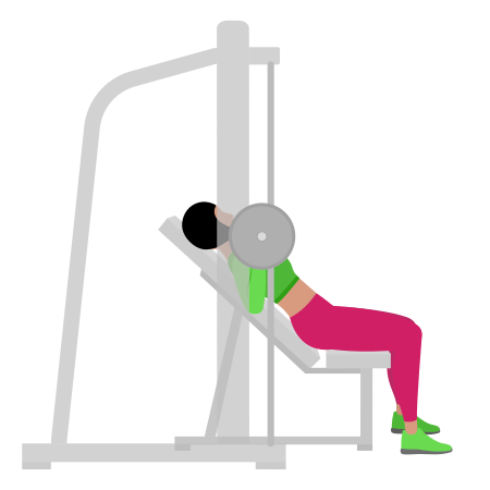 Woman Doing Smith Incline Bench Press Exercise For Chest