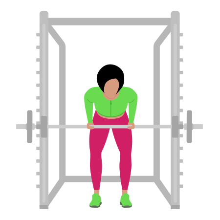 Woman Doing Smith Reverse Grip Bent Over Row Exercise For Back