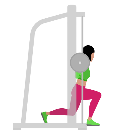 Woman Doing Smith Reverse Lunge Exercise For Legs