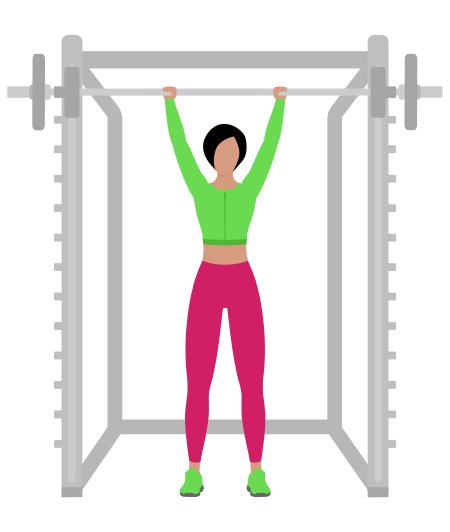 Woman Doing Smith Standing Shoulders Press Exercise For Shoulders