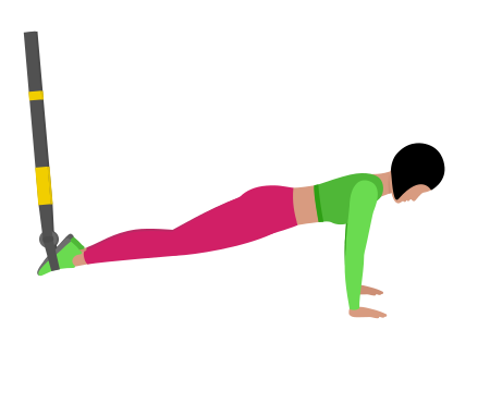 Woman Doing Trx Suspension Atomic Push Up Exercise For Chest And Core