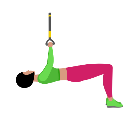 Woman Doing Trx Suspension Inverted Bent Knee Row Exercise For Back