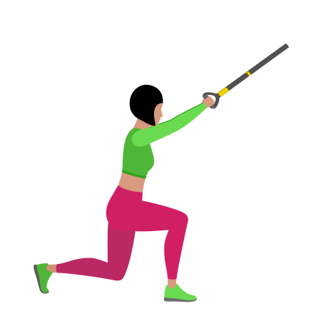 Woman Doing Trx Suspension Reverse Lunge To Knee Drive Exercise For Legs